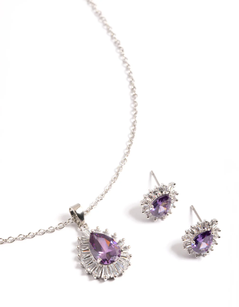 3145-diamond-simulant-silver-amethyst-teardrop-earring-necklace-1.webp Diamond Simulant Silver Amethyst Teardrop Earring & Necklace