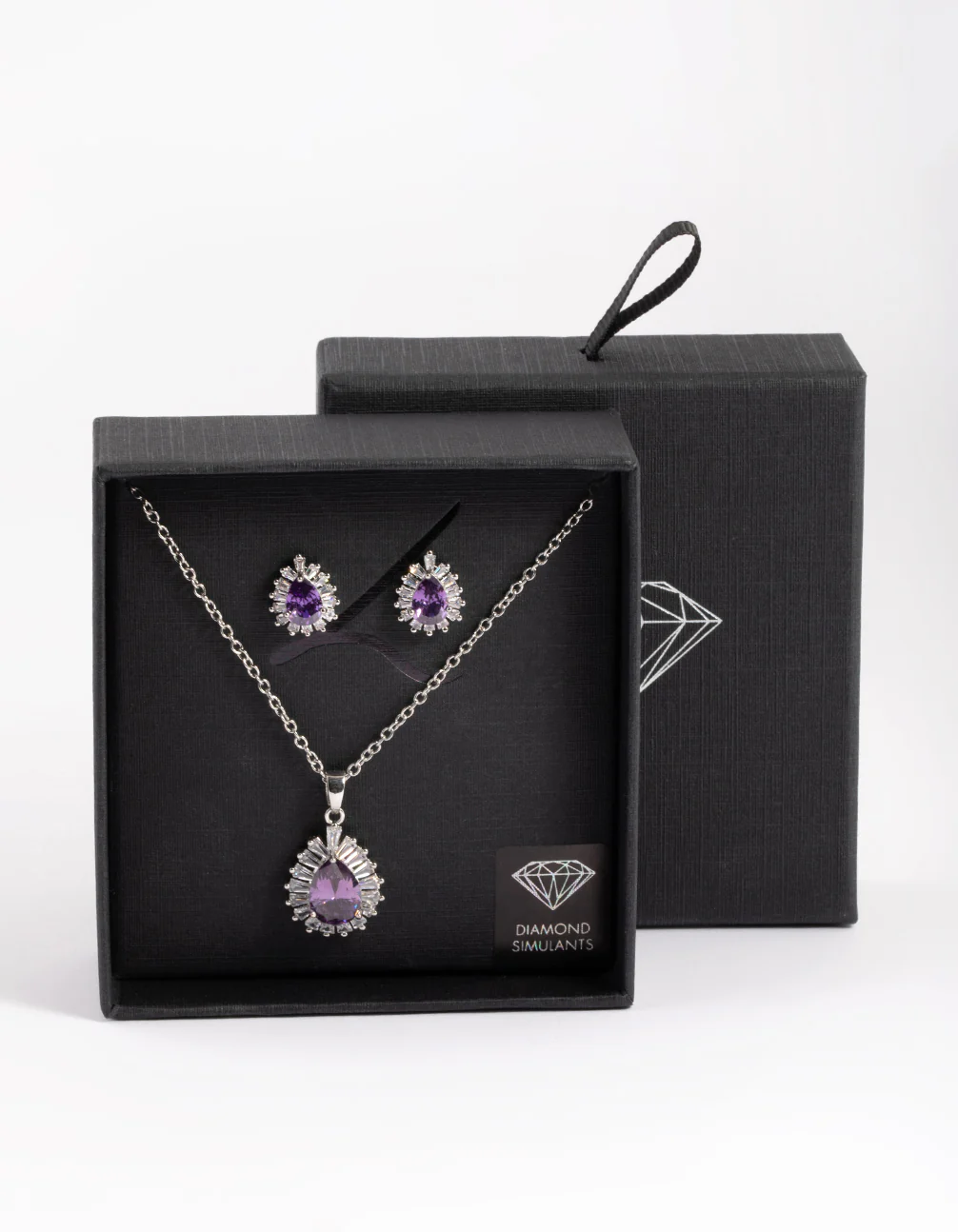 3145-diamond-simulant-silver-amethyst-teardrop-earring-necklace-2.webp Diamond Simulant Silver Amethyst Teardrop Earring & Necklace