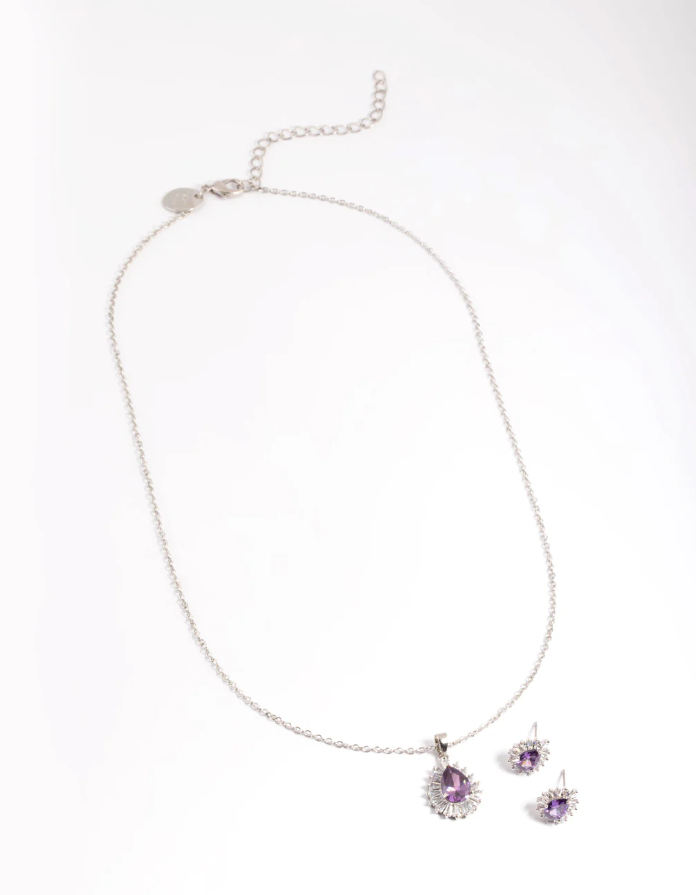 3145-diamond-simulant-silver-amethyst-teardrop-earring-necklace-3.webp Diamond Simulant Silver Amethyst Teardrop Earring & Necklace