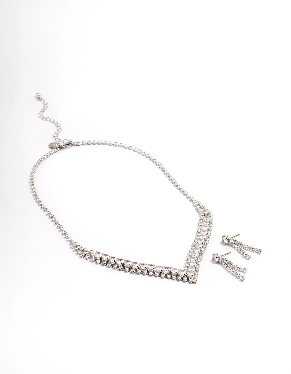 3146-diamond-simulant-silver-drop-earring-necklace-set-2.webp Diamond Simulant Silver Drop Earring & Necklace Set