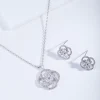 Diamond Simulant Twist Flower Jewellery Set