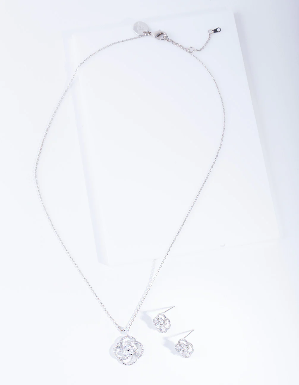 Diamond Simulant Twist Flower Jewellery Set