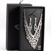 Diamond Simulants Silver Fancy Statement Earrings & Necklace Set