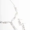 Diamond Simulants Silver Statement Drop Earrings & Necklace Set