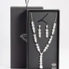Diamond Simulants Silver Statement Drop Earrings & Necklace Set