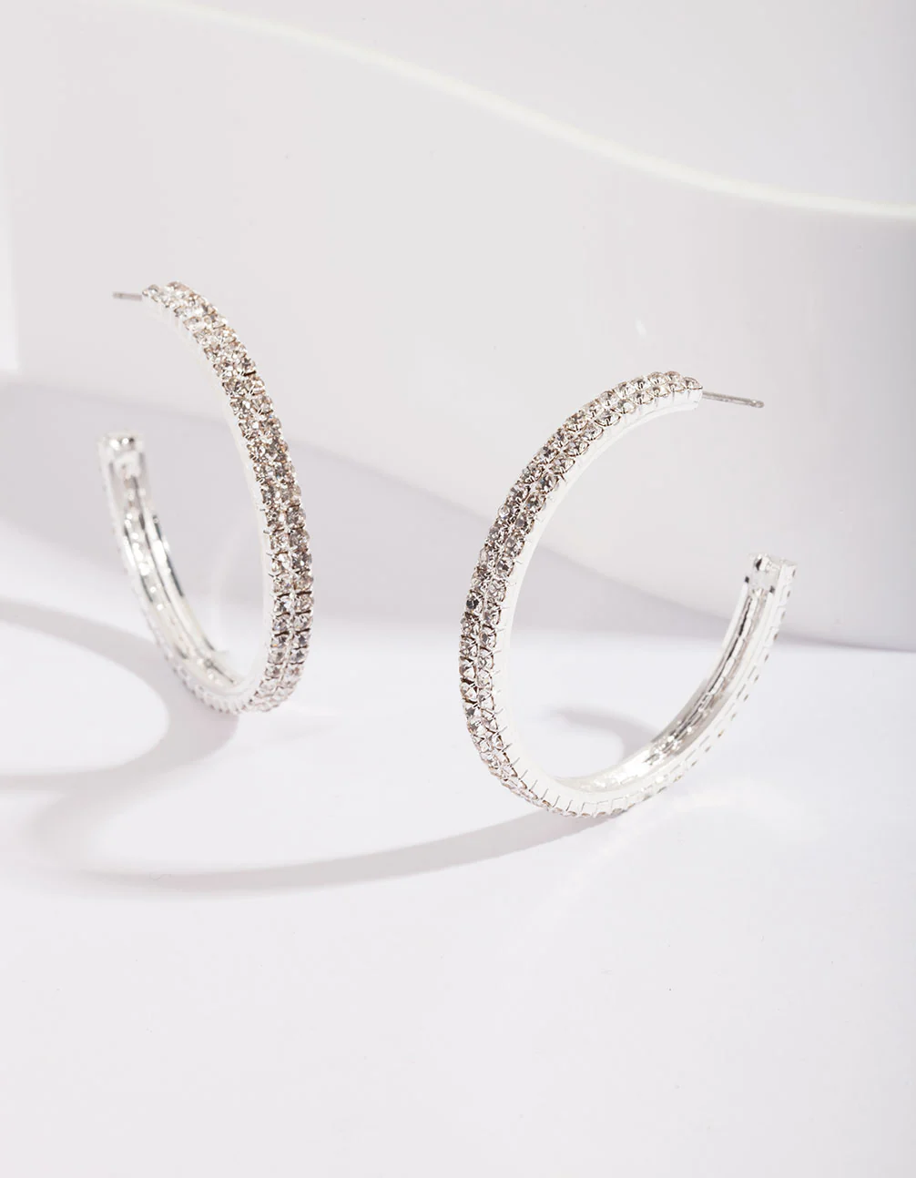 Double Row Diamante Hoop Earrings