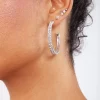 Double Row Diamante Hoop Earrings
