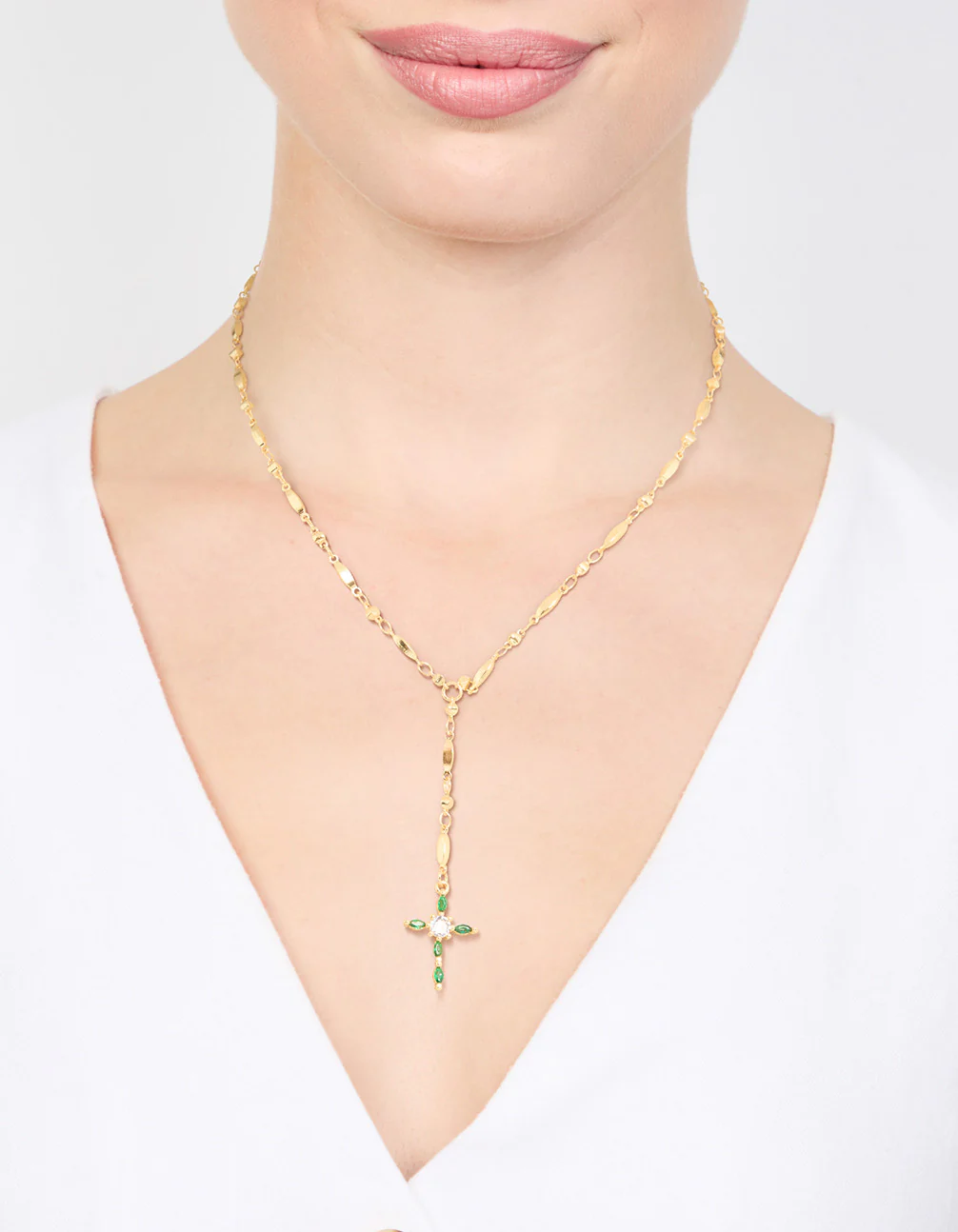 3177-emerald-cross-chain-y-necklace-2.webp Emerald Cross Chain Y-Necklace