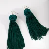 Emerald Green Plait Ball Tassel Earrings