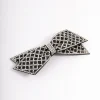 Fabric Black & Silver Diamante Bow Barette Clip