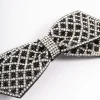 Fabric Black & Silver Diamante Bow Barette Clip