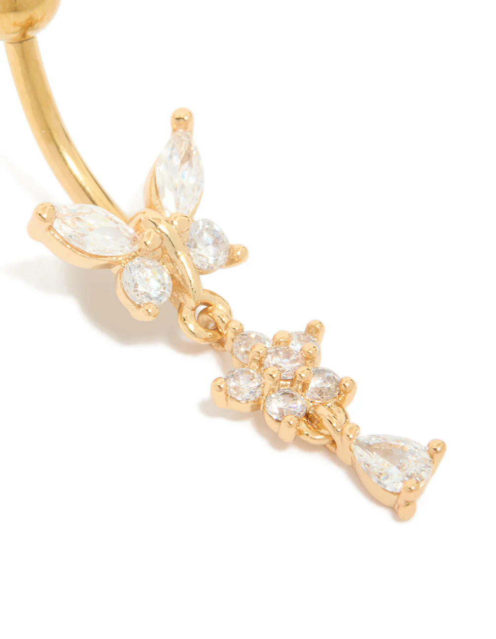 32-gold-plated-titanium-cubic-zirconia-butterfly-flower-belly-bar-2.webp Gold Plated Titanium Cubic Zirconia Butterfly & Flower Belly Bar
