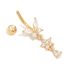 32-gold-plated-titanium-cubic-zirconia-butterfly-flower-belly-bar-3.webp Gold Plated Titanium Cubic Zirconia Butterfly & Flower Belly Bar