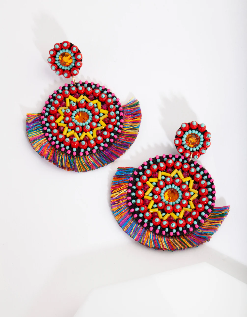 3203-fabric-bright-disc-tassel-earrings-1.webp Fabric Bright Disc Tassel Earrings