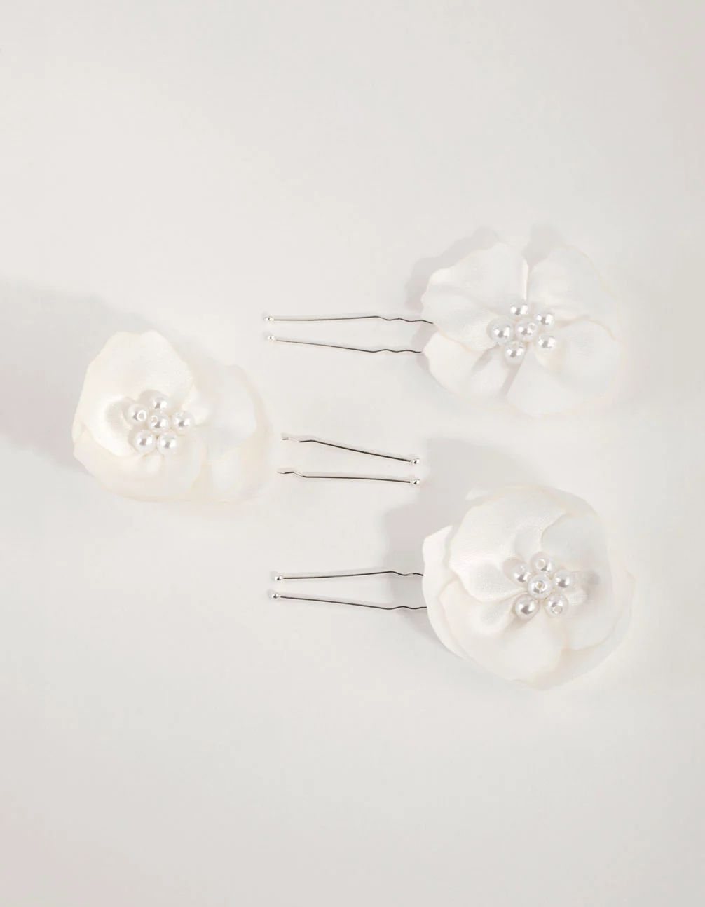 Fabric Pearl Flower Bun Pins