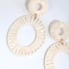 Fabric Raffia Double Disc Drop Earrings