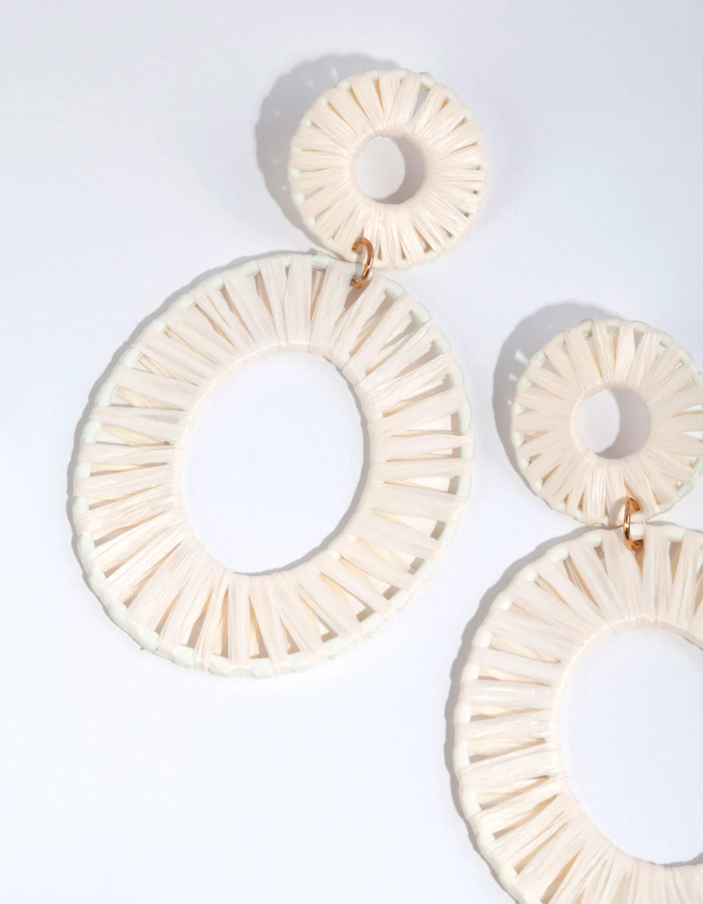 Fabric Raffia Double Disc Drop Earrings