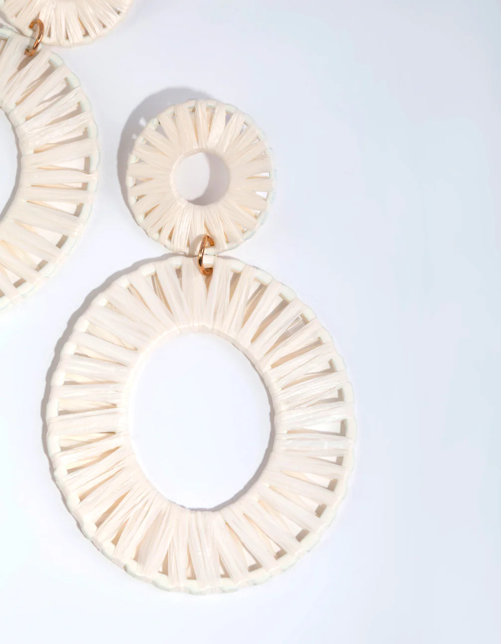 Fabric Raffia Double Disc Drop Earrings
