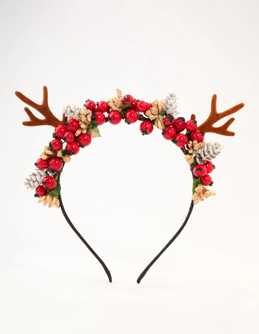Fabric Reindeer Forest Wreath Headband