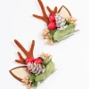 Fabric Reindeer Wreath Hair Clips 2-Pack