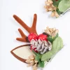 Fabric Reindeer Wreath Hair Clips 2-Pack