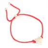Fabric Textured Heart Pendant Rope Bracelet