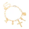 Gold Plated Cross & Heart Charms Bracelet
