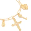 Gold Plated Cross & Heart Charms Bracelet