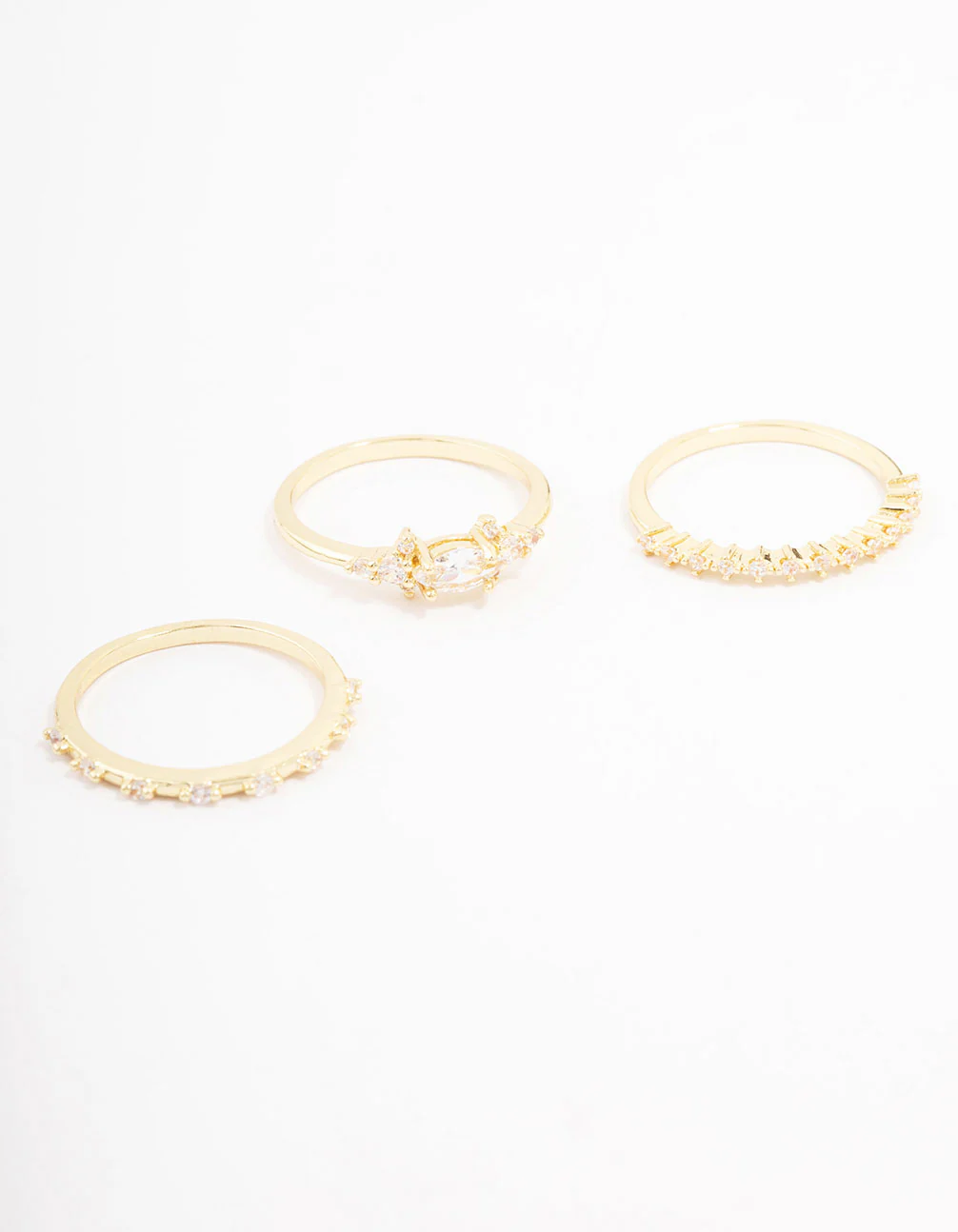 Fine Gold Plated Marquise Stacking Rings 3-Pack