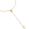 Gold Plated Cubic Zirconia & Pearl Rosary Necklace