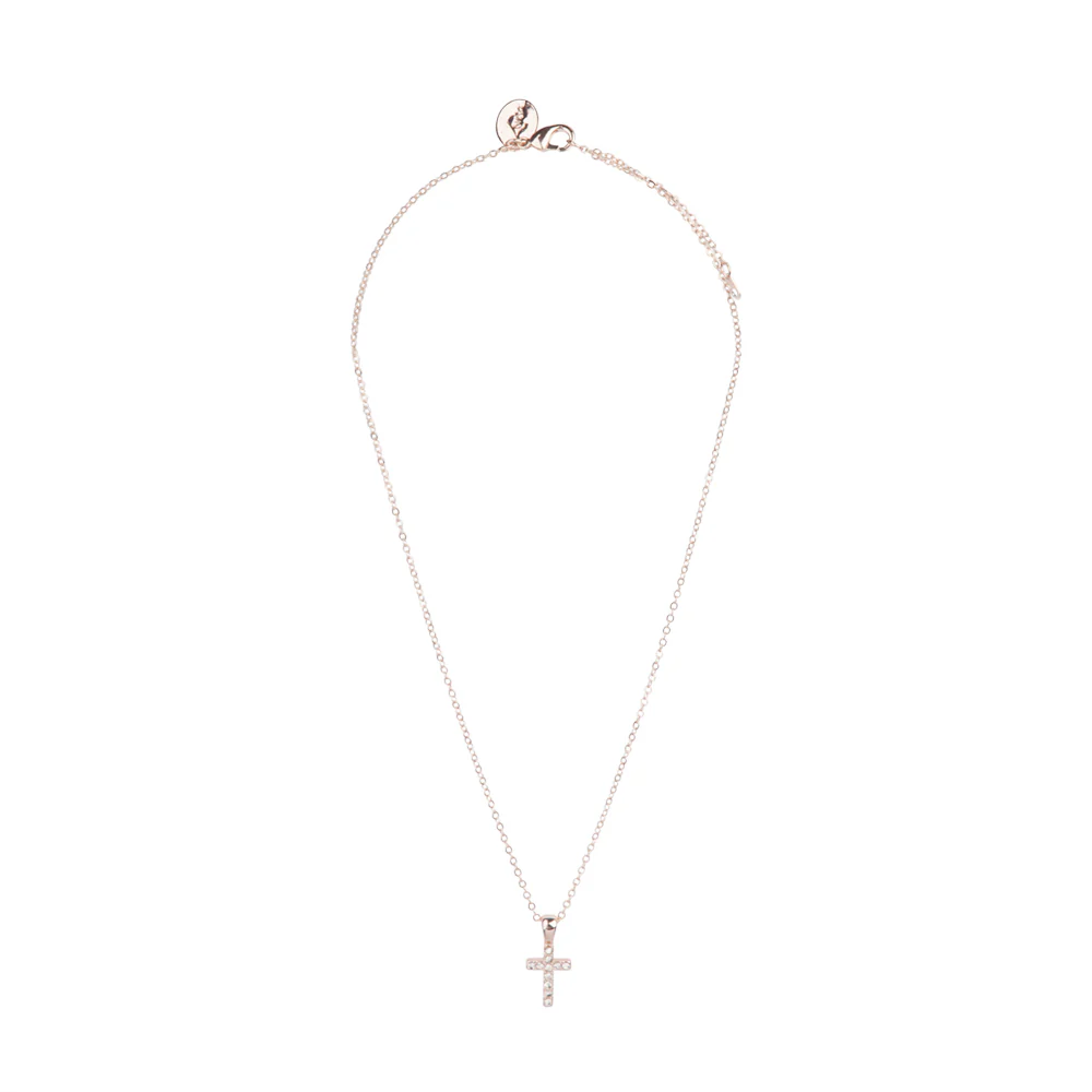 3281-fine-rose-gold-diamante-cross-necklace-1.webp Fine Rose Gold Diamante Cross Necklace
