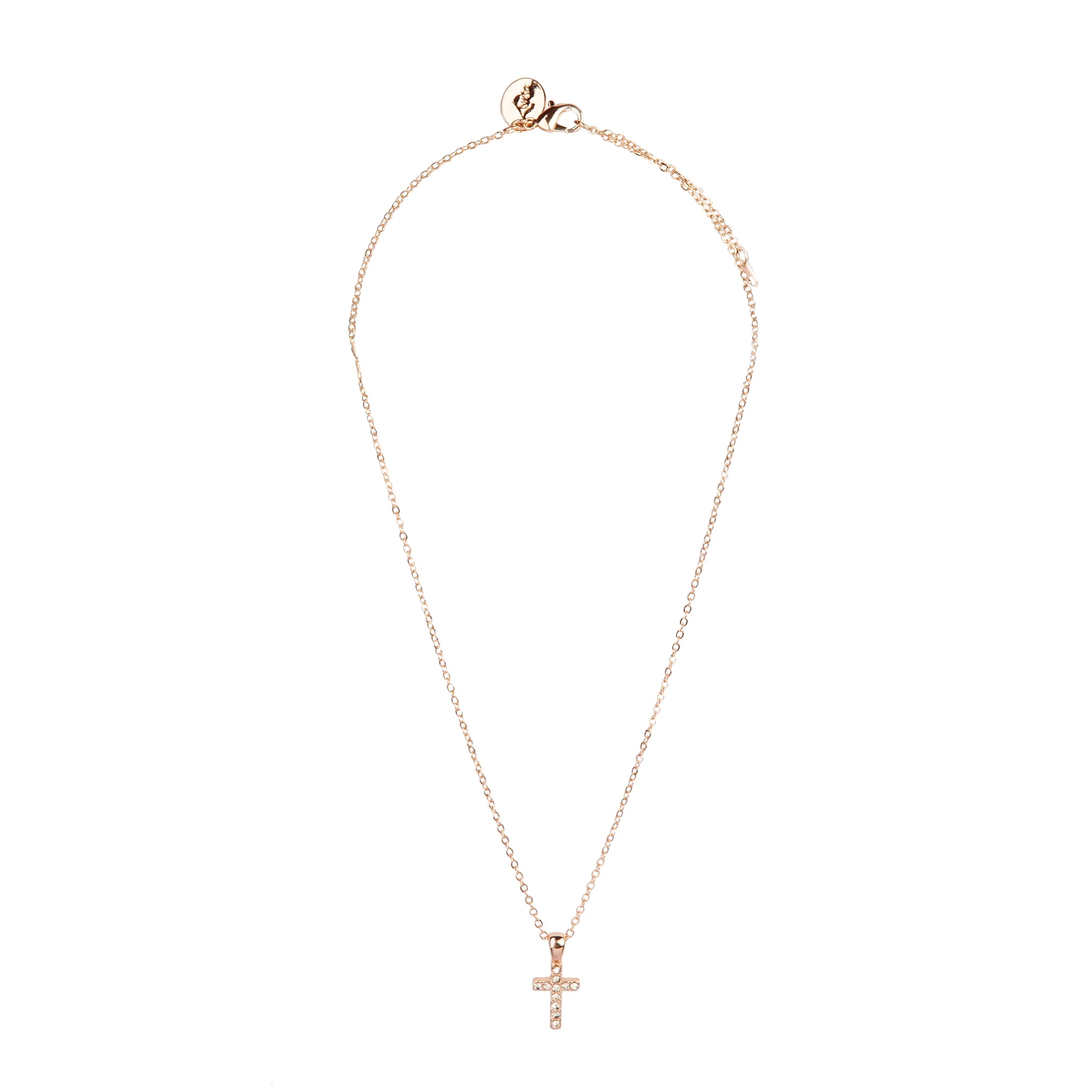 3281-fine-rose-gold-diamante-cross-necklace-2.webp Fine Rose Gold Diamante Cross Necklace