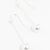 Fine Silver Pin & Pearl Drop Earrings