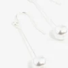Fine Silver Pin & Pearl Drop Earrings