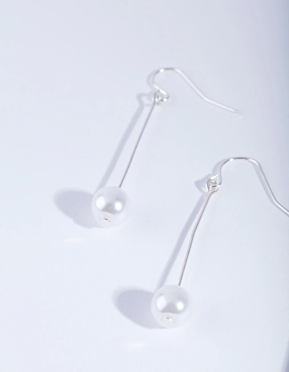 Fine Silver Pin & Pearl Drop Earrings
