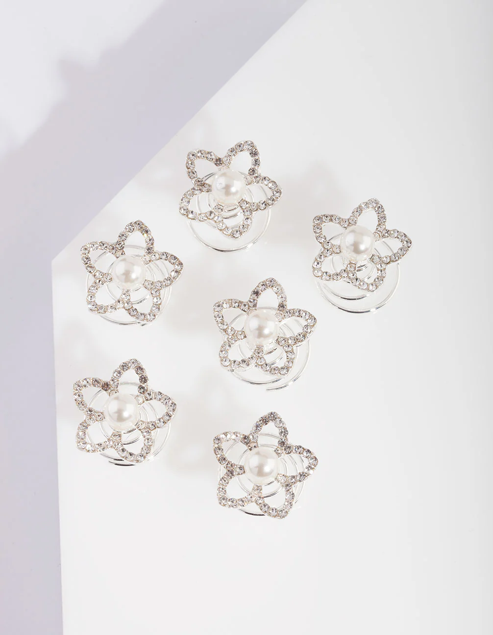 Flower Pearl Hair Jewels 6-Pack