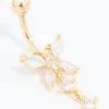 Gold Plated Titanium Cubic Zirconia Butterfly Belly Bar