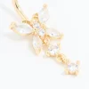 Gold Plated Titanium Cubic Zirconia Butterfly Belly Bar