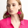 Fuchsia Frosted Flower Drop Earrings