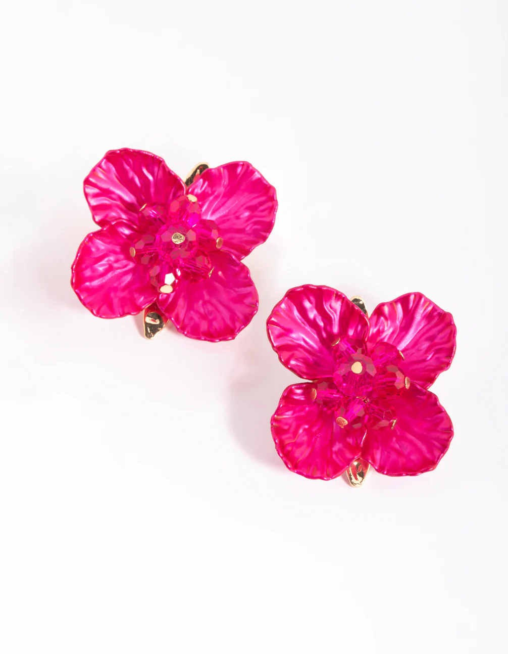 3322-fuchsia-pearlised-flower-stud-earrings-1.webp Fuchsia Pearlised Flower Stud Earrings
