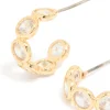 Gold Plated Cubic Zirconia Bezel Huggie Earrings