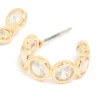 Gold Plated Cubic Zirconia Bezel Huggie Earrings