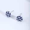 Gingham Button Stud Earrings