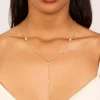 Gold Plated Cubic Zirconia Bezel Set Cross Rosary Necklace