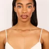 Gold Plated Cubic Zirconia Bezel Set Cross Rosary Necklace