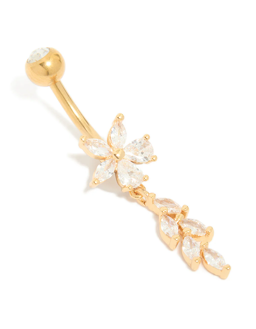34-gold-plated-titanium-cubic-zirconia-flower-vine-belly-bar-1.webp Gold Plated Titanium Cubic Zirconia Flower Vine Belly Bar