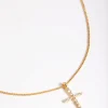 Gold Plated Cubic Zirconia Cross Chain Necklace