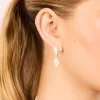 Gold Plated Cubic Zirconia Double Oval Bezel Drop Earrings