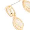 Gold Plated Cubic Zirconia Double Oval Bezel Drop Earrings