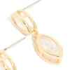 Gold Plated Cubic Zirconia Double Oval Bezel Drop Earrings